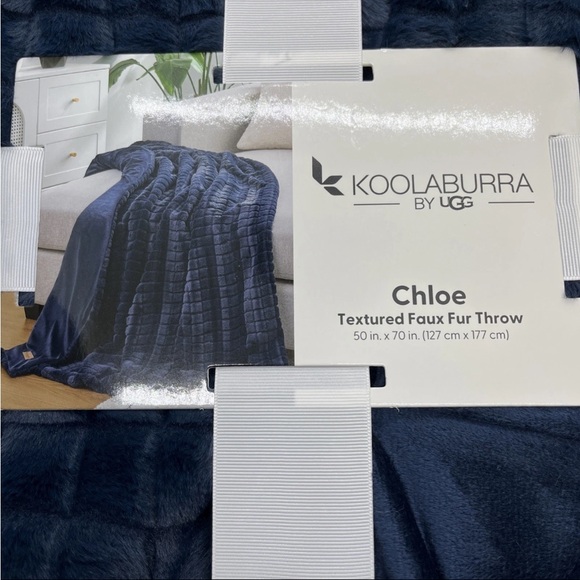 Koolaburra by UGG Chioe Textured Faux Fur Throw in Deep Blue Navy - Picture 2 of 6
